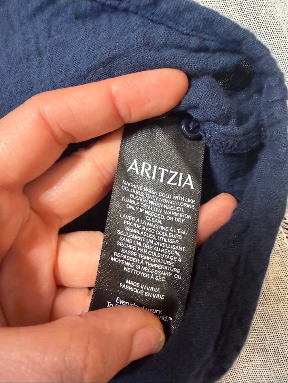 Aritzia Little Moon Women's Sail Shirt 100% Cotton Button-Up Gauze Navy Size Sm - Picture 6 of 15